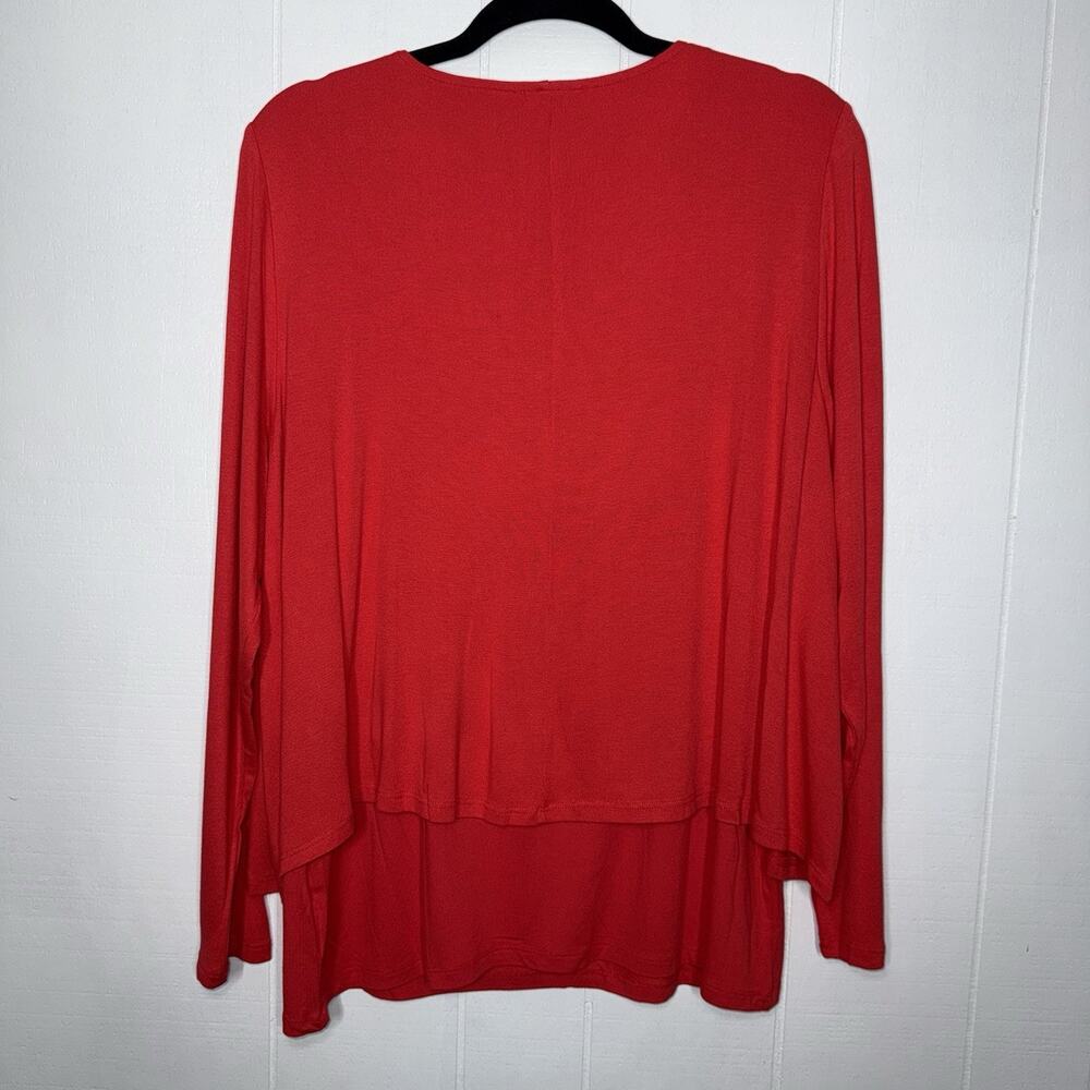 Ketttlewell Women’s Layered V Neck Long Sleeve Top Red Size LL (16) - Picture 2 of 6